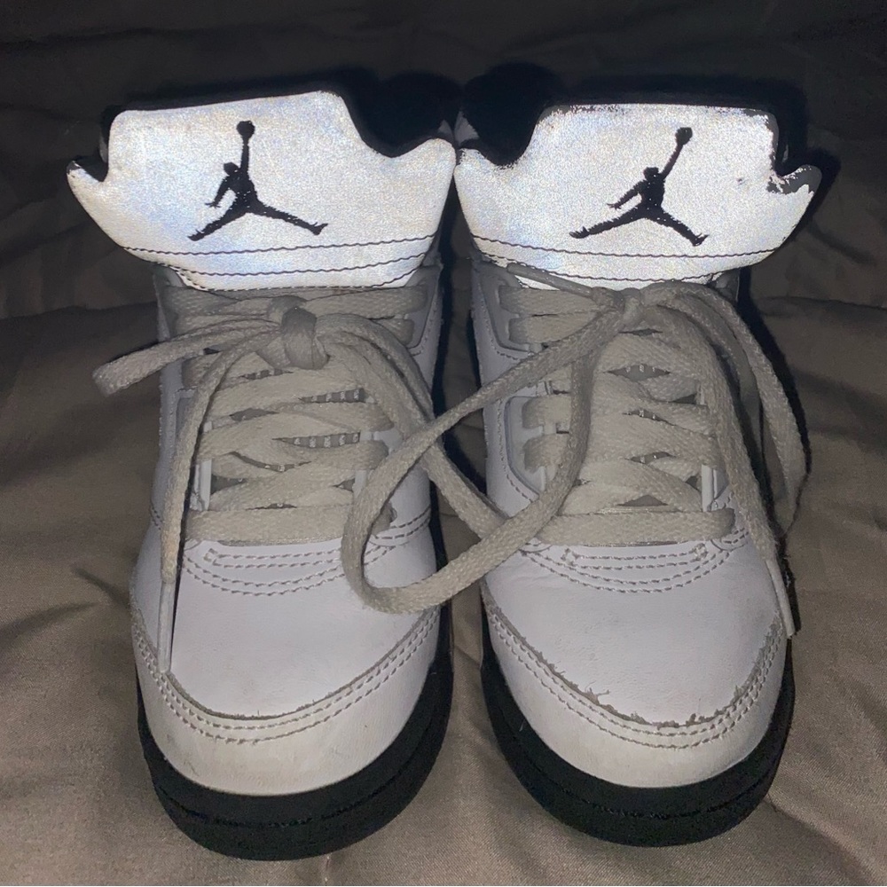 Jordan 5 Retro White and Black High-Top Sneakers
